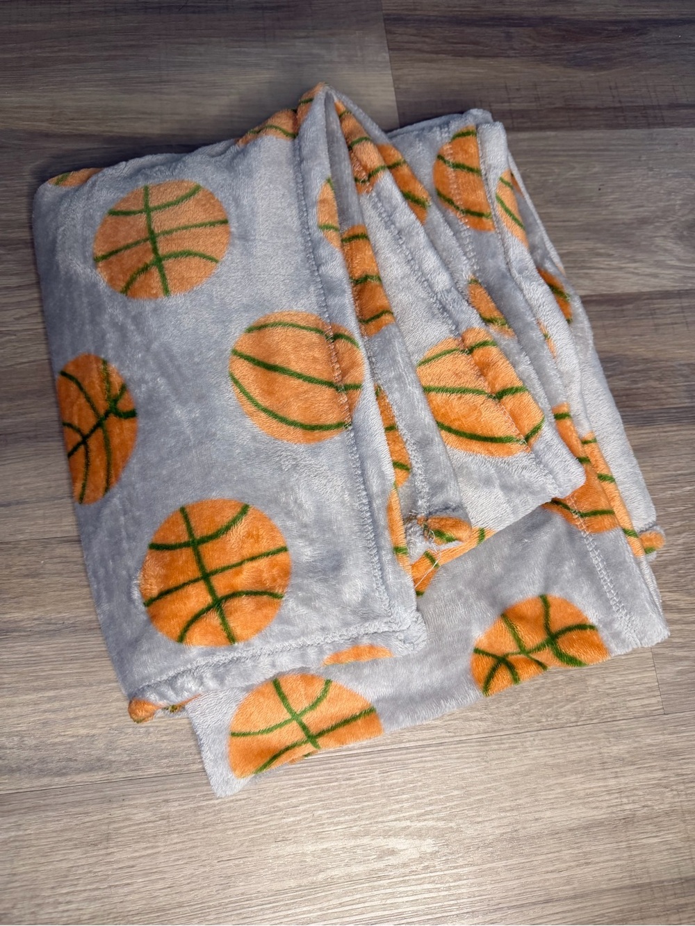 Target Gray Plush Throw Blanket with Orange Basketball Print